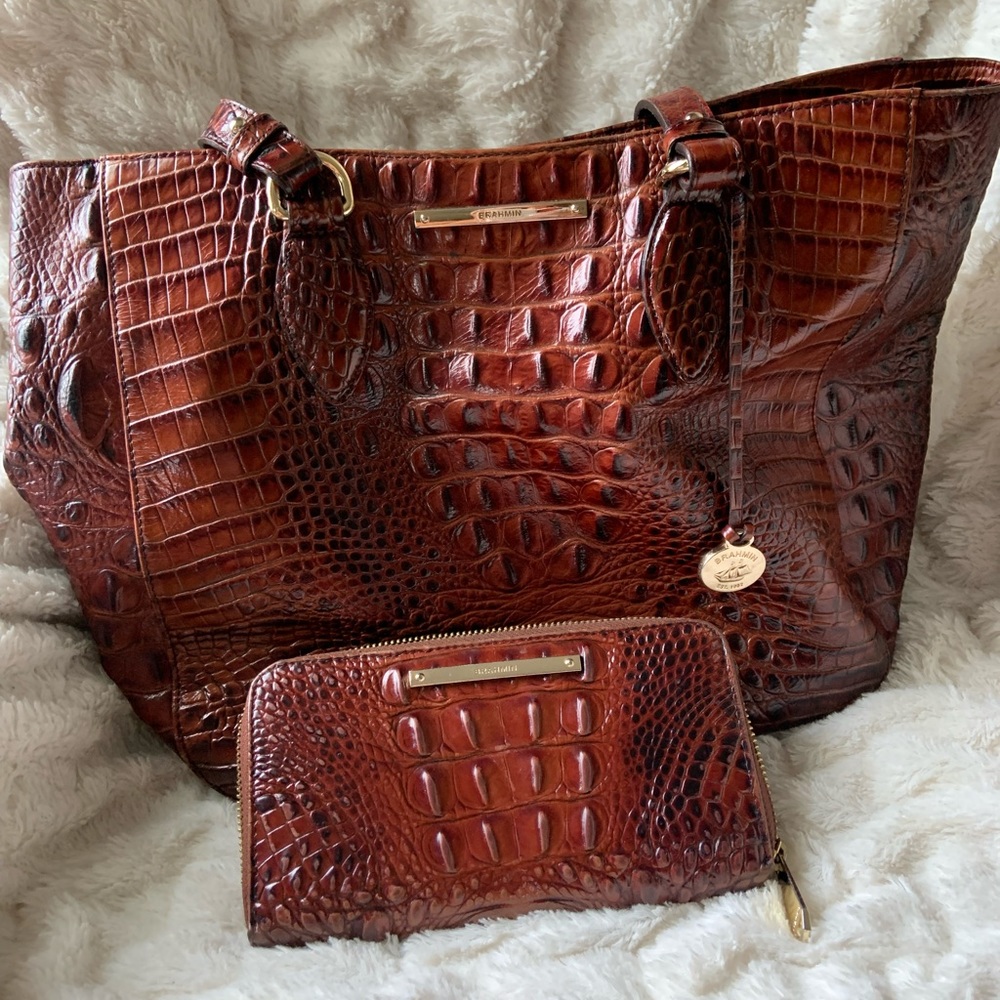 Brahmin Walnut purse with matching wallet